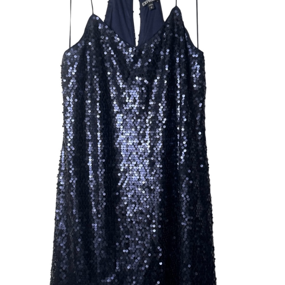 Express Midnight Sequin Halter Dress